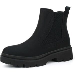 Jabasic Women Black Synthetic Chelsea Boots Low Heel Elastic Ankle Boots